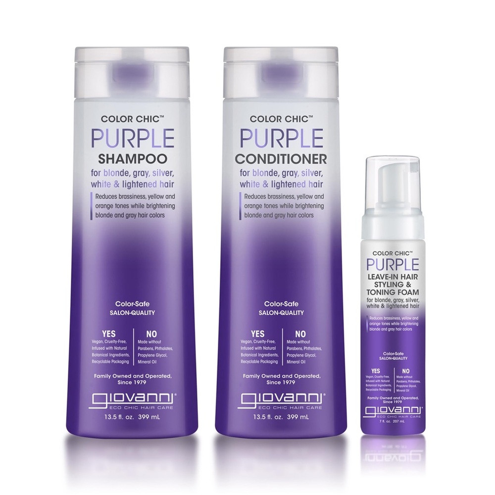 NIB! Giovanni Purple Shampoo & Conditioner Set with Mousse